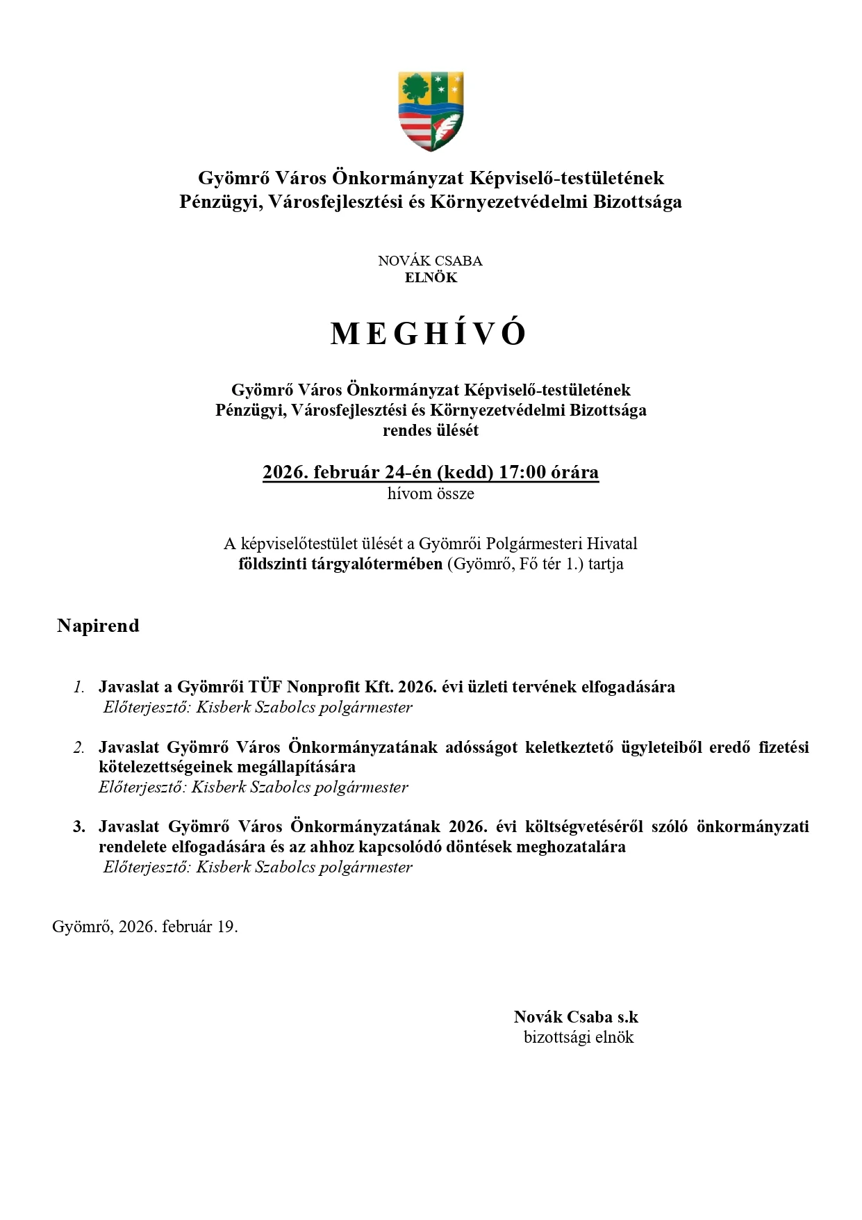 Meghívó Rk. pénzügy